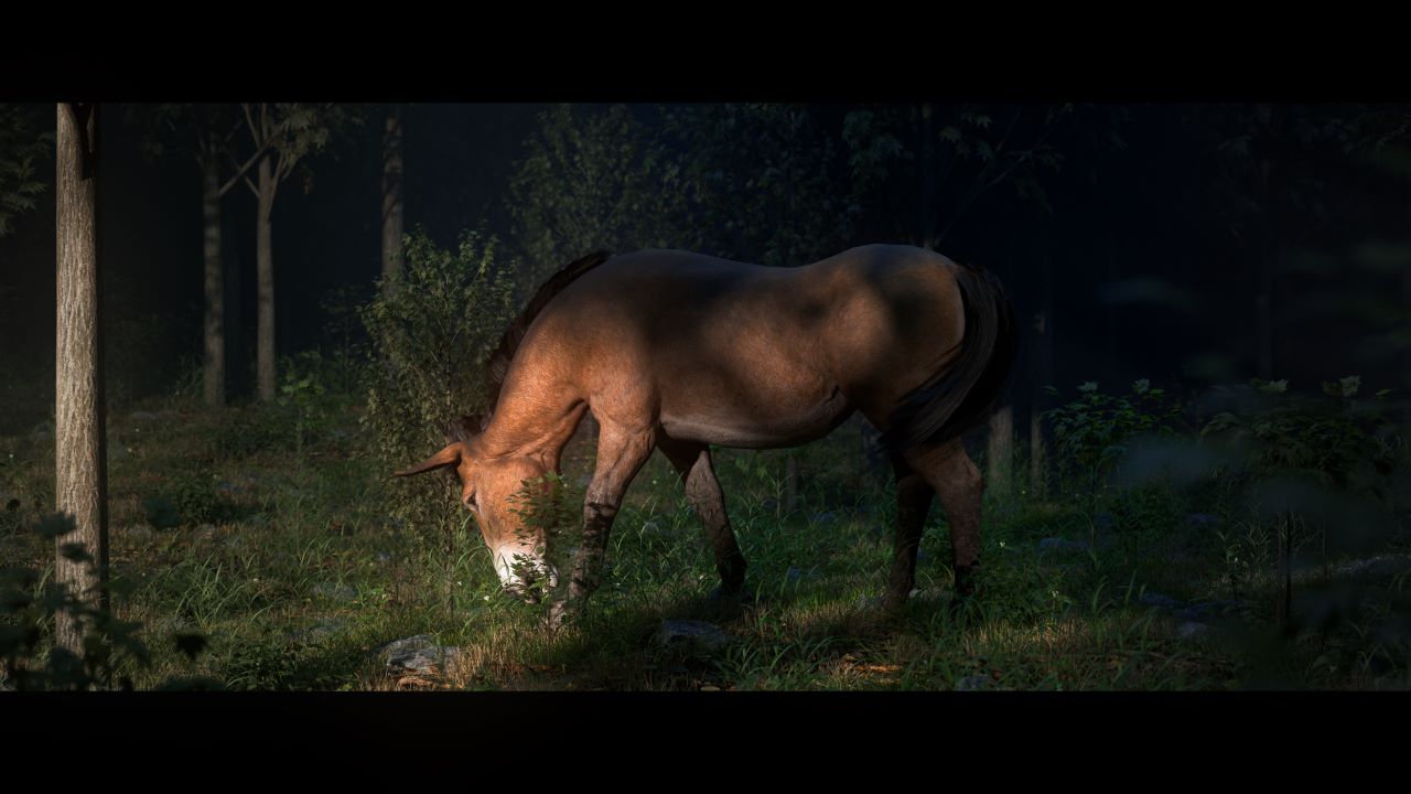 Muilezel in het bos 3D-render